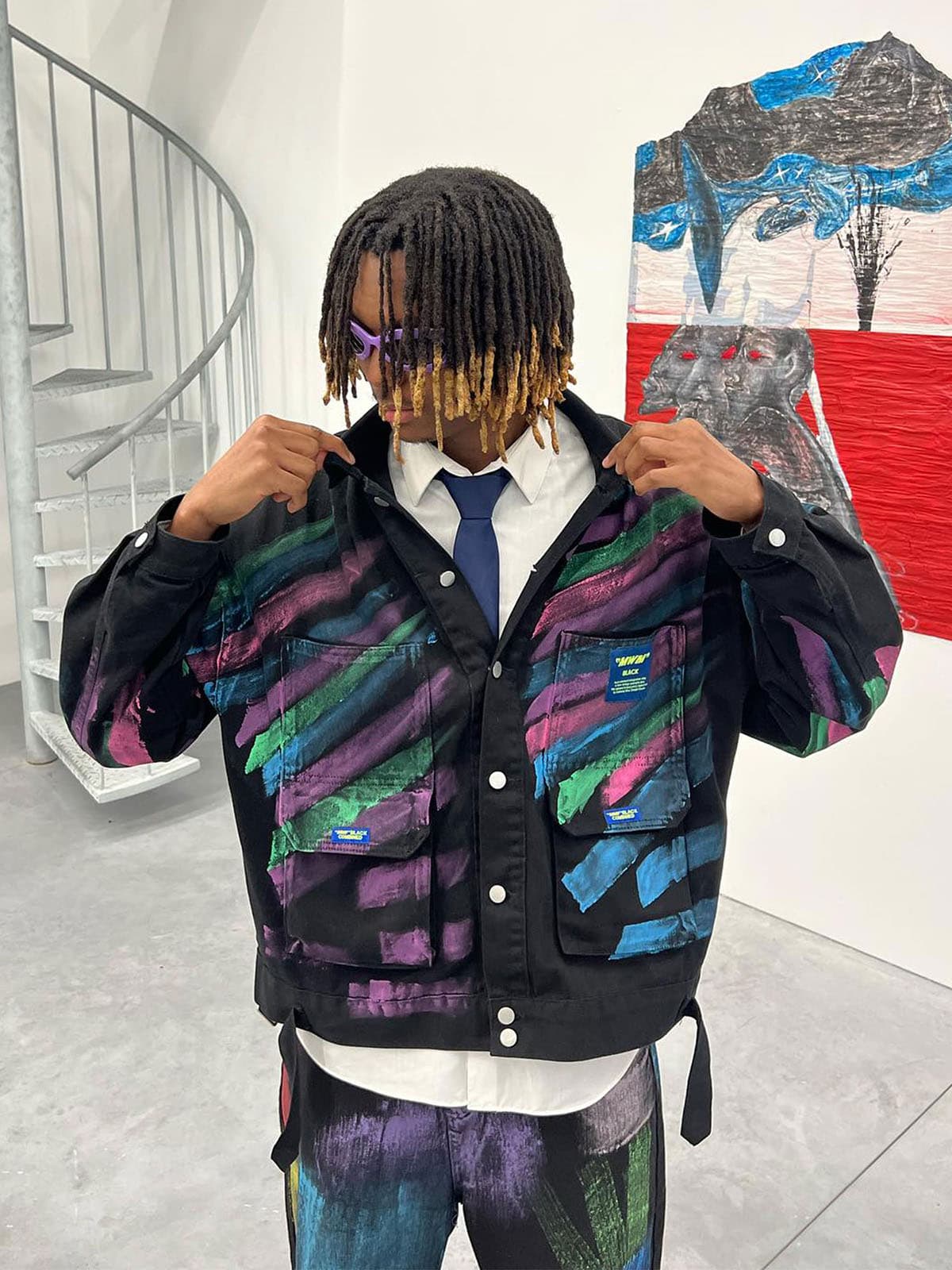 Thesupermade Hip-hop Hand-painted Graffiti Denim Jacket - 2010 