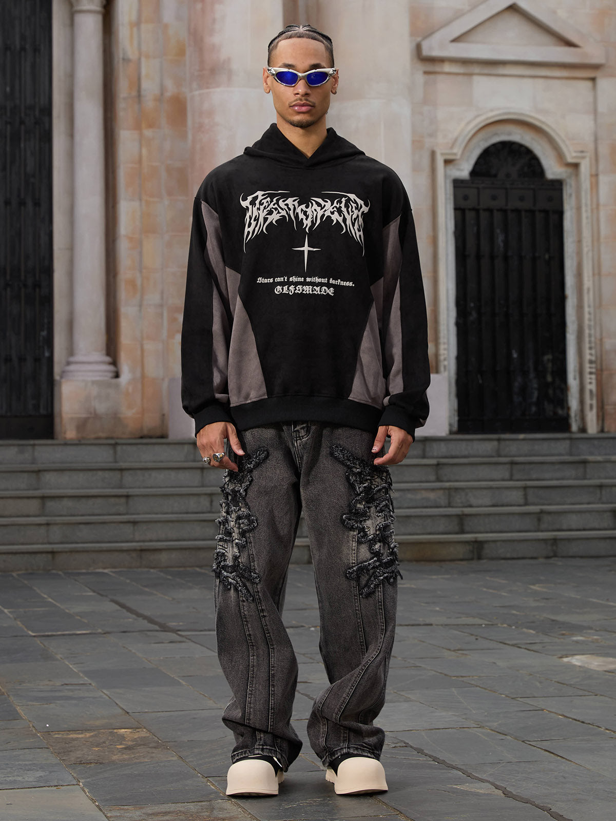 Thesupermade Raw Edge Patch Straight Jeans 