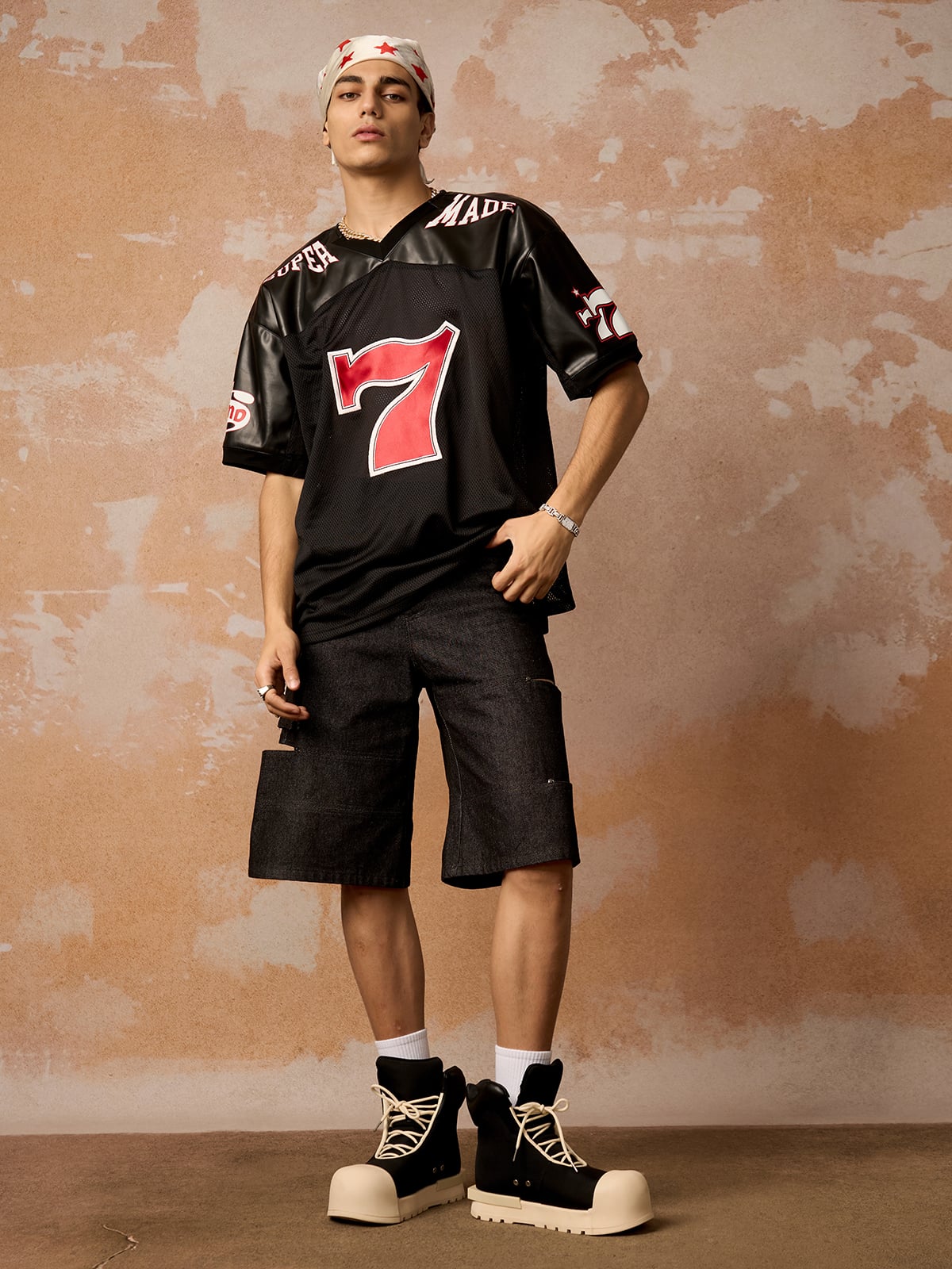 Original "SUPER 7" V-Neck Jersey T-SHIRT 