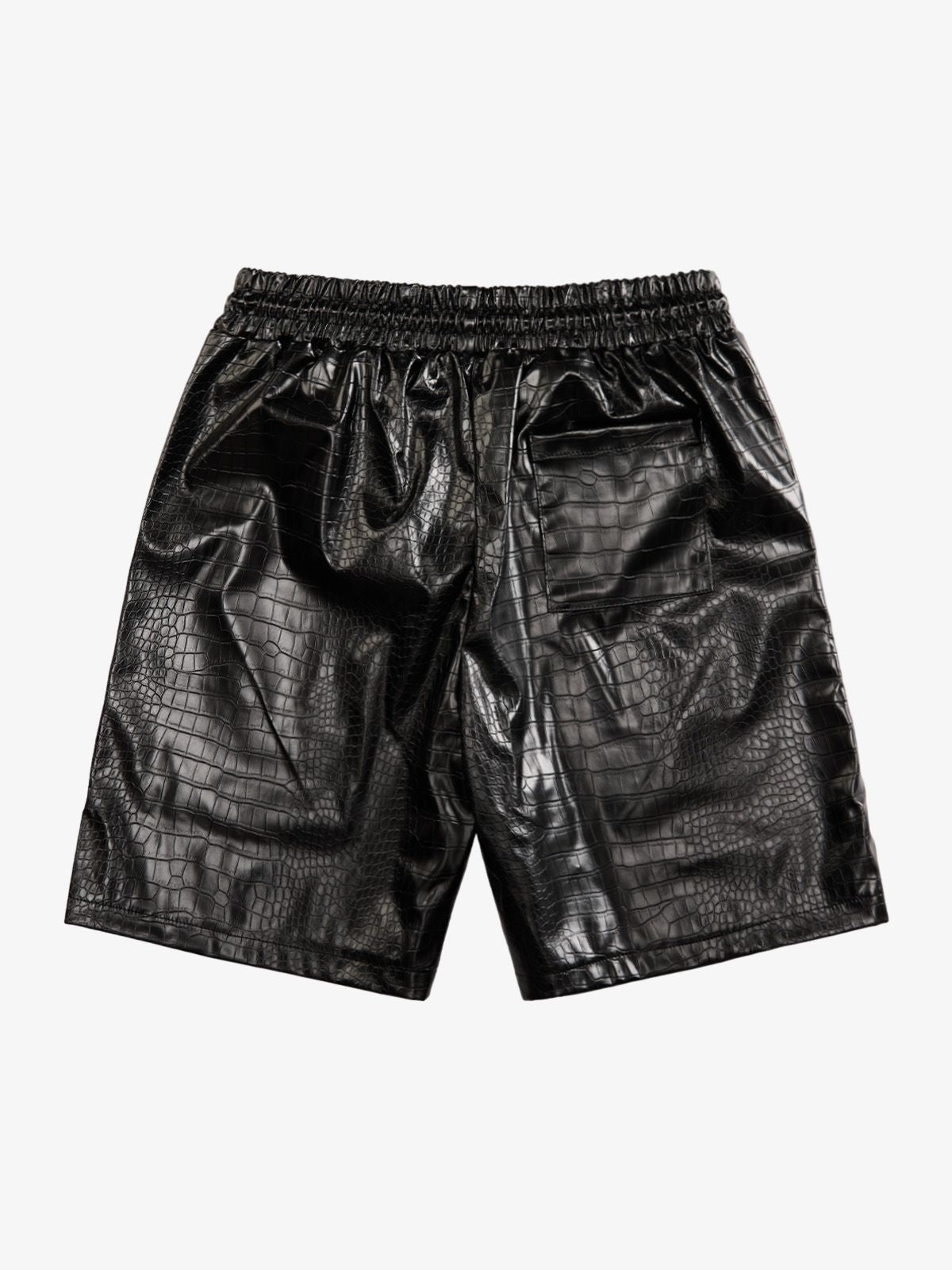 Letter Embroidered Leather Shorts 