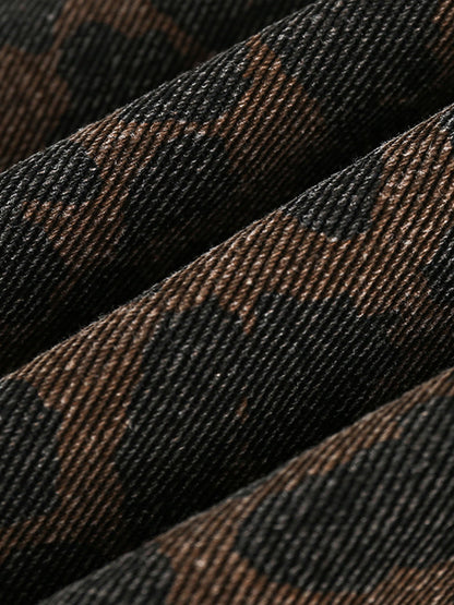 Vintage Washed Cheetah Denim Jacket 