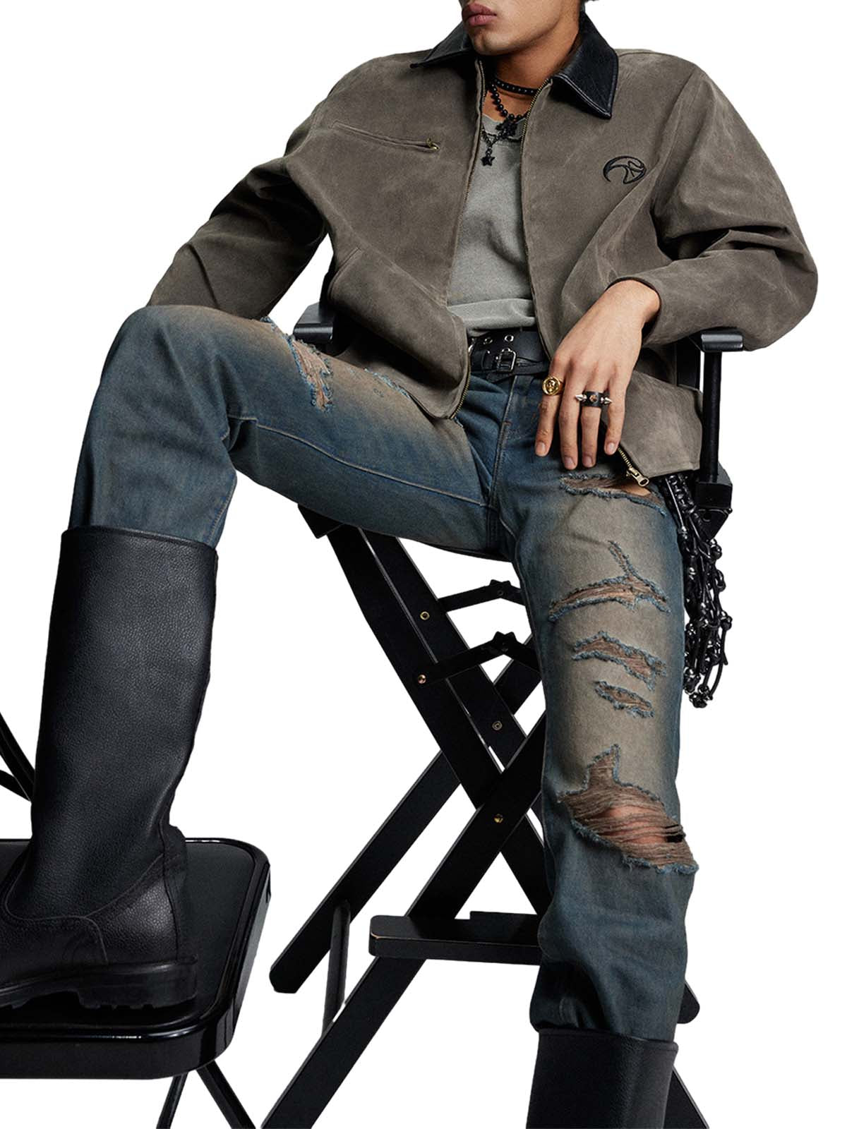 Retro Suede Detroit Motorcycle Jacket 