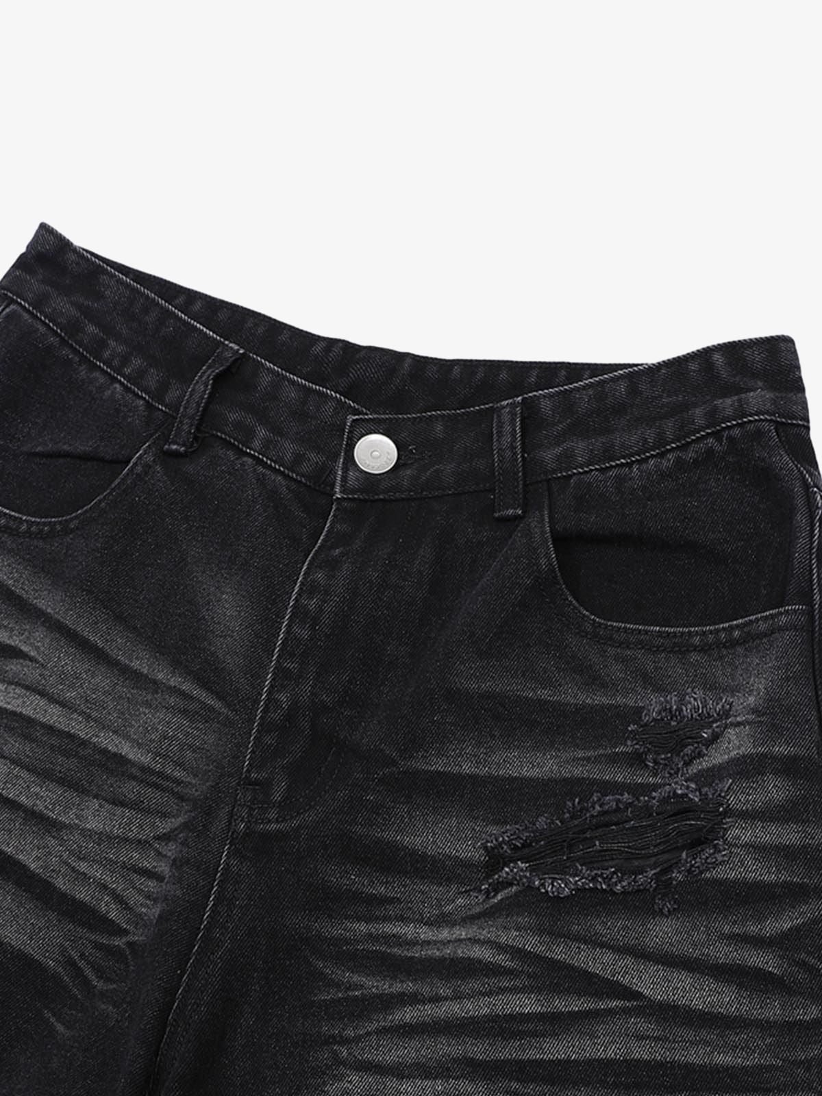 Thesupermade Patchwork Camouflage Ripped Shirt Jorts Denim Suit 