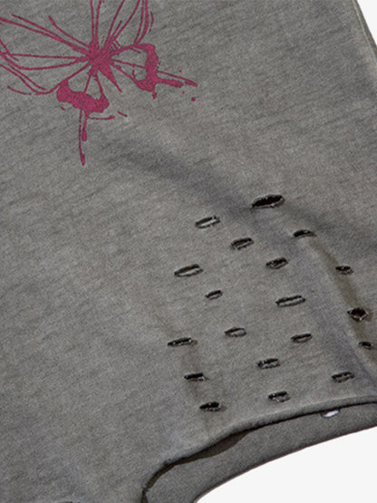 Raw Edge Butterfly Print Vest 