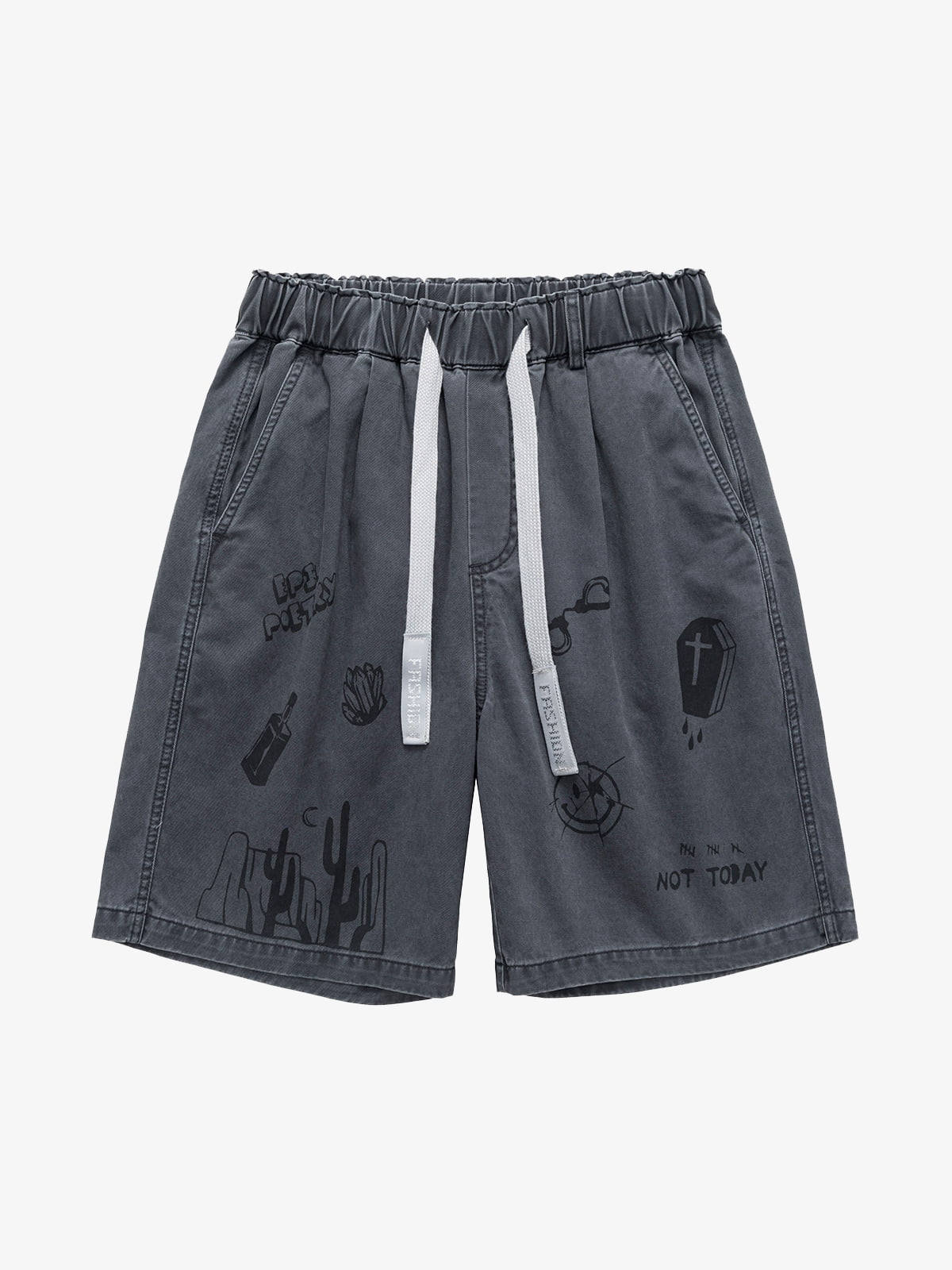 Graphic Print Drawstring Shorts 