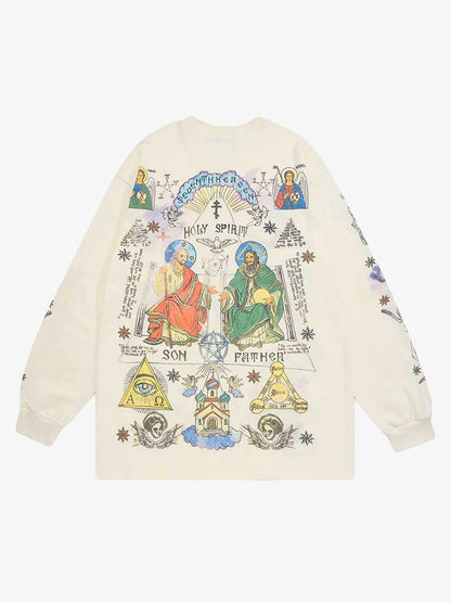 Thesupermade American High Street Graffiti Long Sleeve T-Shirt 