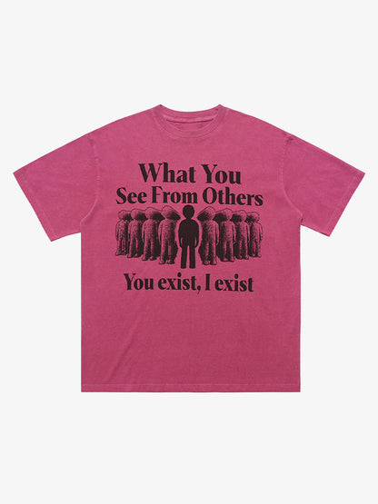 Street Retro Portrait Letter Print T-Shirt 