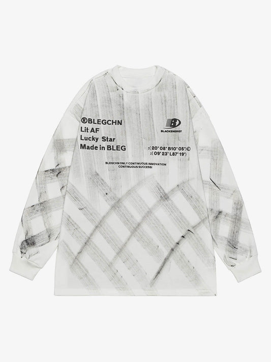 Hand Painted Graffiti Jersey Long Sleeve T-shirt 