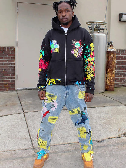 Thesupermade Plum Embroidery Jeans - 1618 