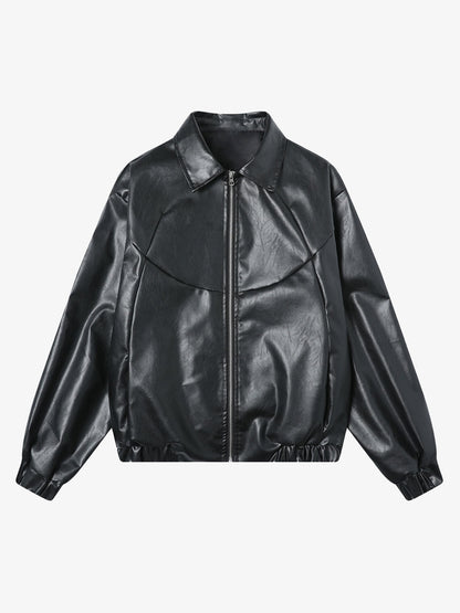 Patchwork Pu Leather Motorcycle Jacket 