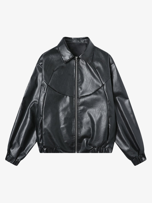 Patchwork Pu Leather Motorcycle Jacket 