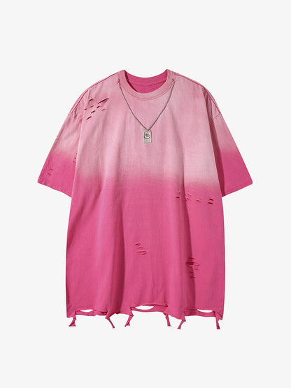 Tie -Dye Tattered Edge Necklace T-shirt 