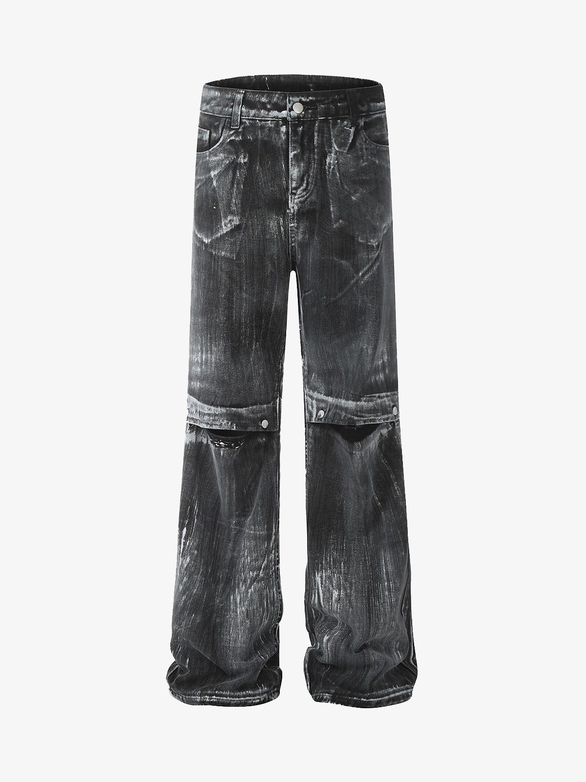 Street Batik Deconstructed Split Jeans 