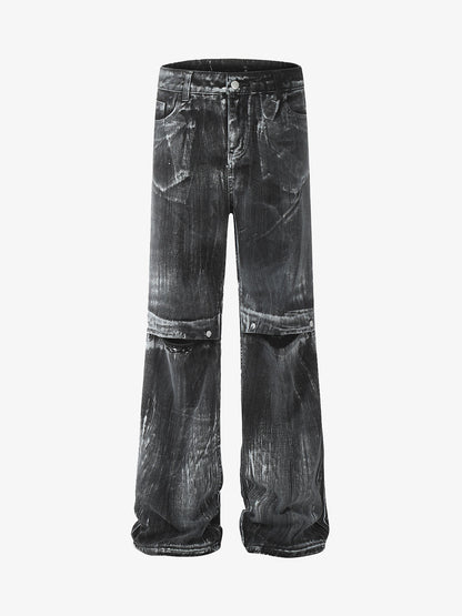 Street Batik Deconstructed Split Jeans 