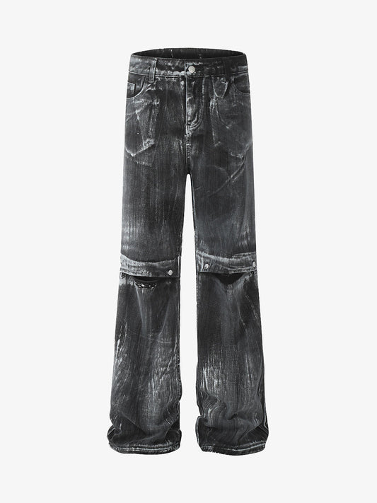 Street Batik Deconstructed Split Jeans 