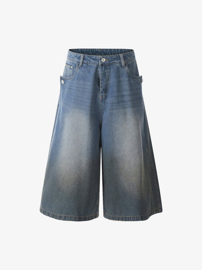 Washed White Denim Jorts 