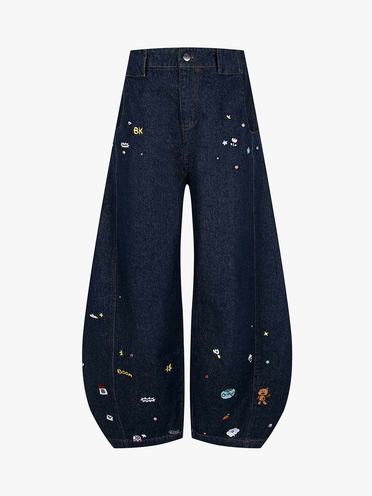 Fun Embroidered Barrel Jeans 