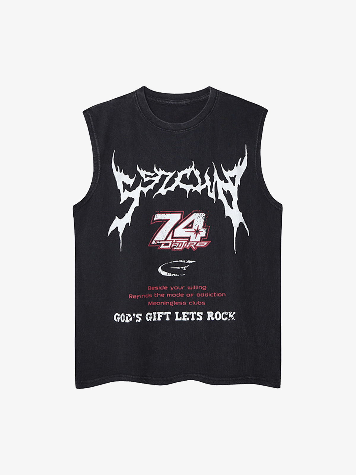 Retro Washed Letter Print Vest 