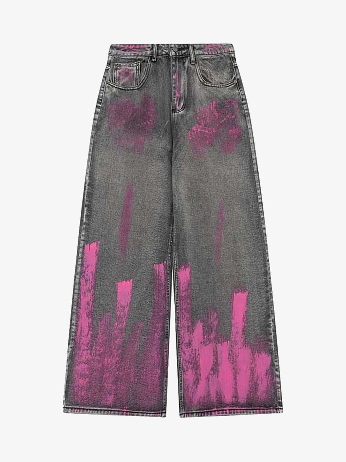 Thesupermade Graffiti Distressed Washed Baggy Jeans - 1886 