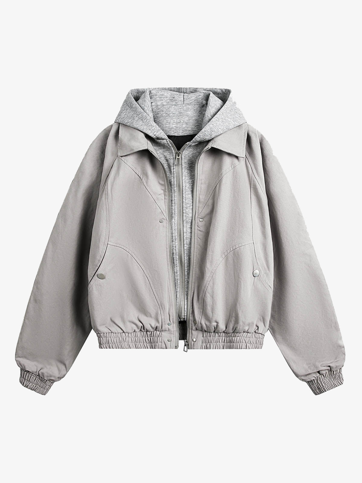 Deconstructed Split Faux Two-Piece Hooded Jacket 