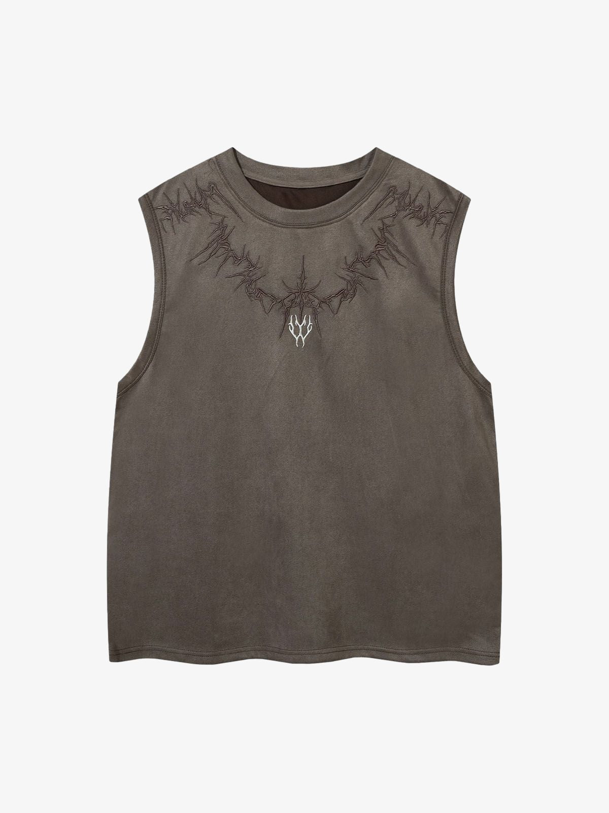 Suede Thorn Embroidered Vest 