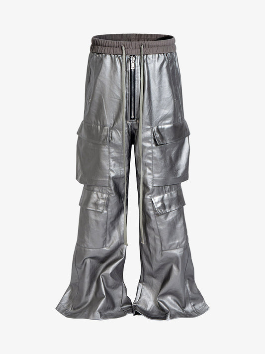 RO Style Matte Coated Leather Baggy Trousers - 2339 