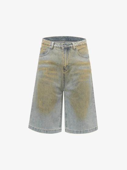 Street Wash Spray Paint Denim Jorts 