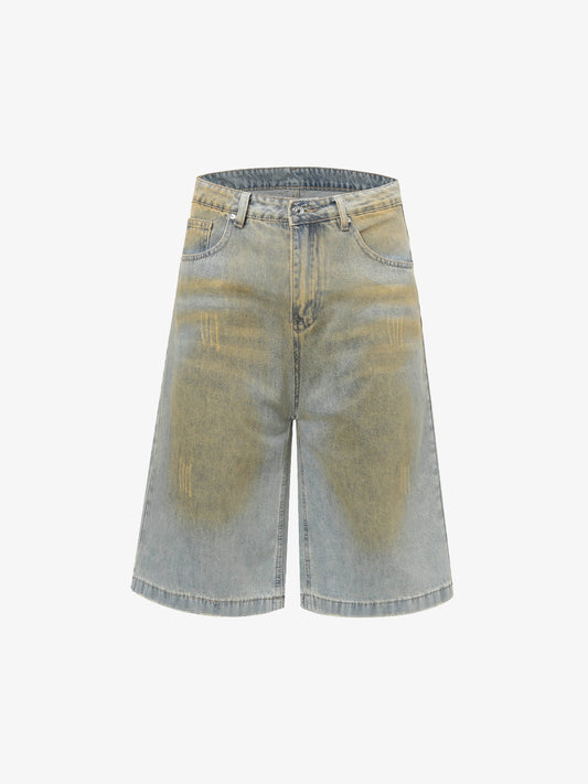 Street Wash Spray Paint Denim Jorts 