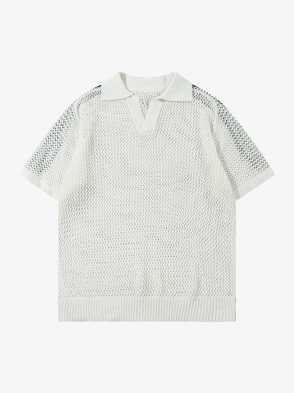 Knitted Short Sleeve Polo Sweater 