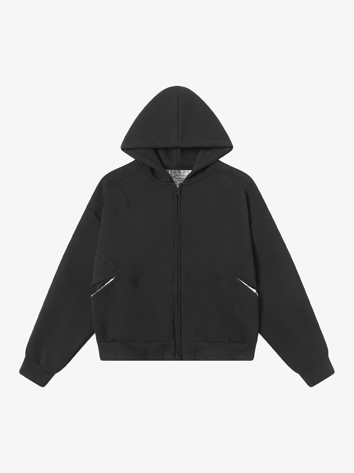 Retro Plaid Lining Zip Up Hooded Sweatshirt 