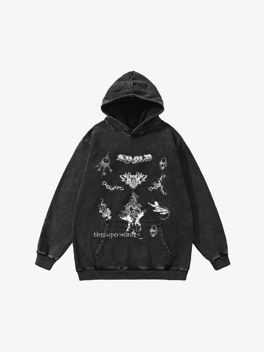 Thesupermade Distressed Gothic Insignia Print Sweatshirt 