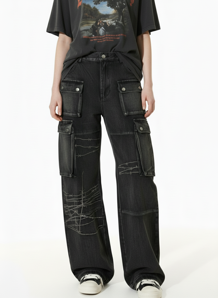 Thesupermade High Street Embroidery Hip-Hop Jeans - 2122