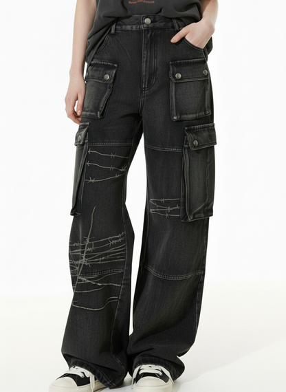 Thesupermade High Street Embroidery Hip-Hop Jeans - 2122