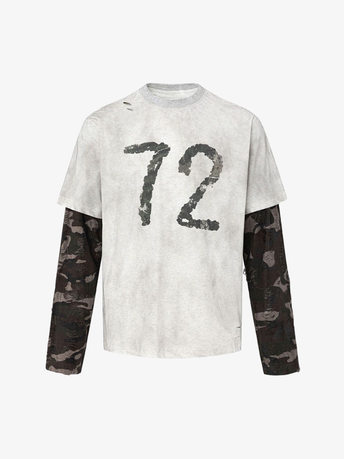 Camouflage Faux Two-piece Jersey Long Sleeve T-shirt - 2380 