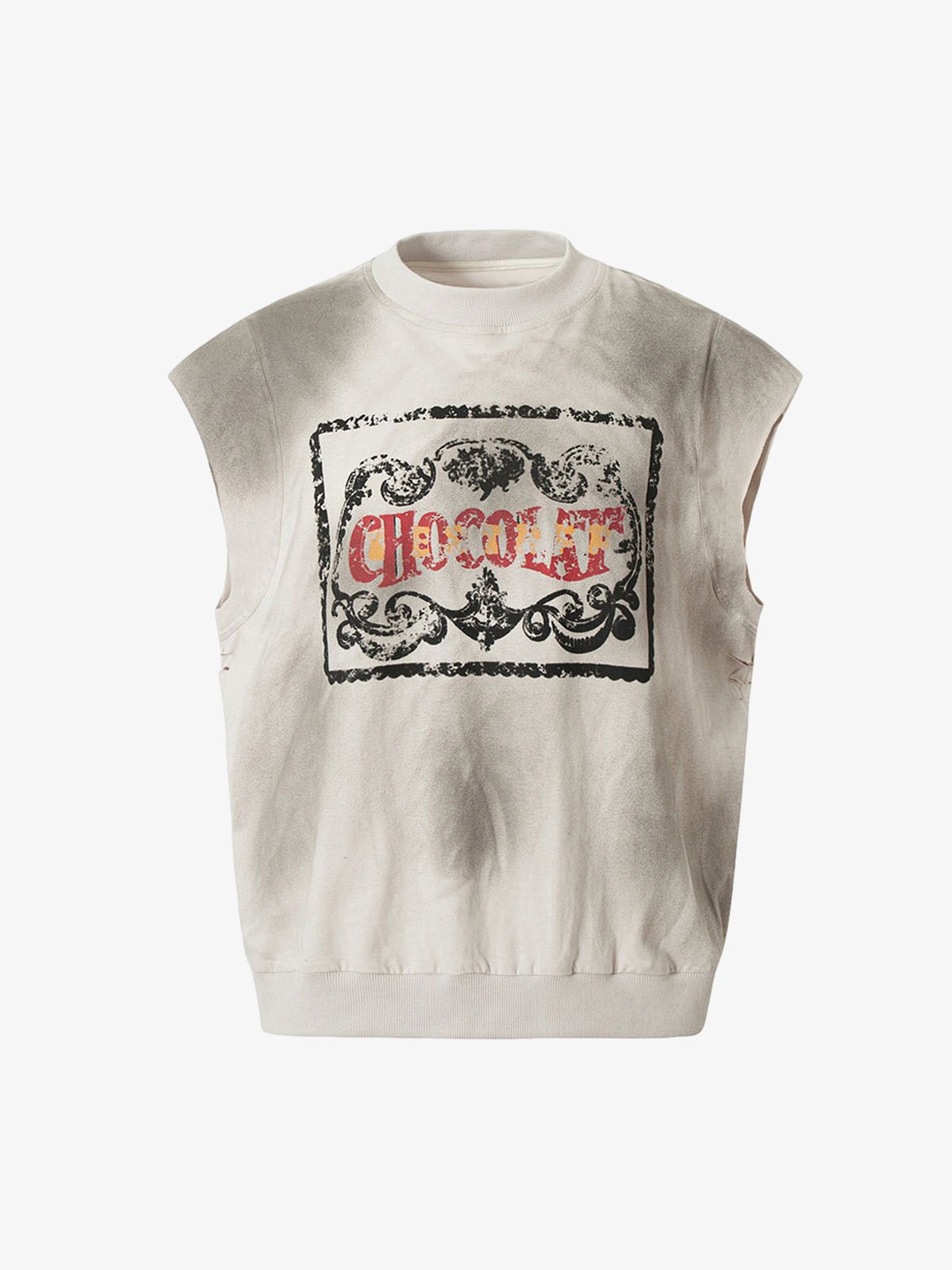 Vintage Washed Graphic Distressed Vest 