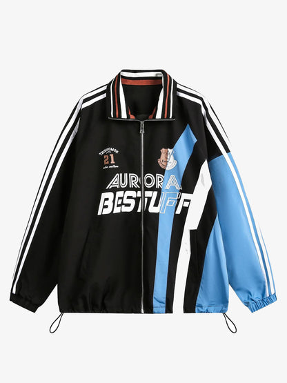 Retro Contrast Color Stitching Jersey Jacket 
