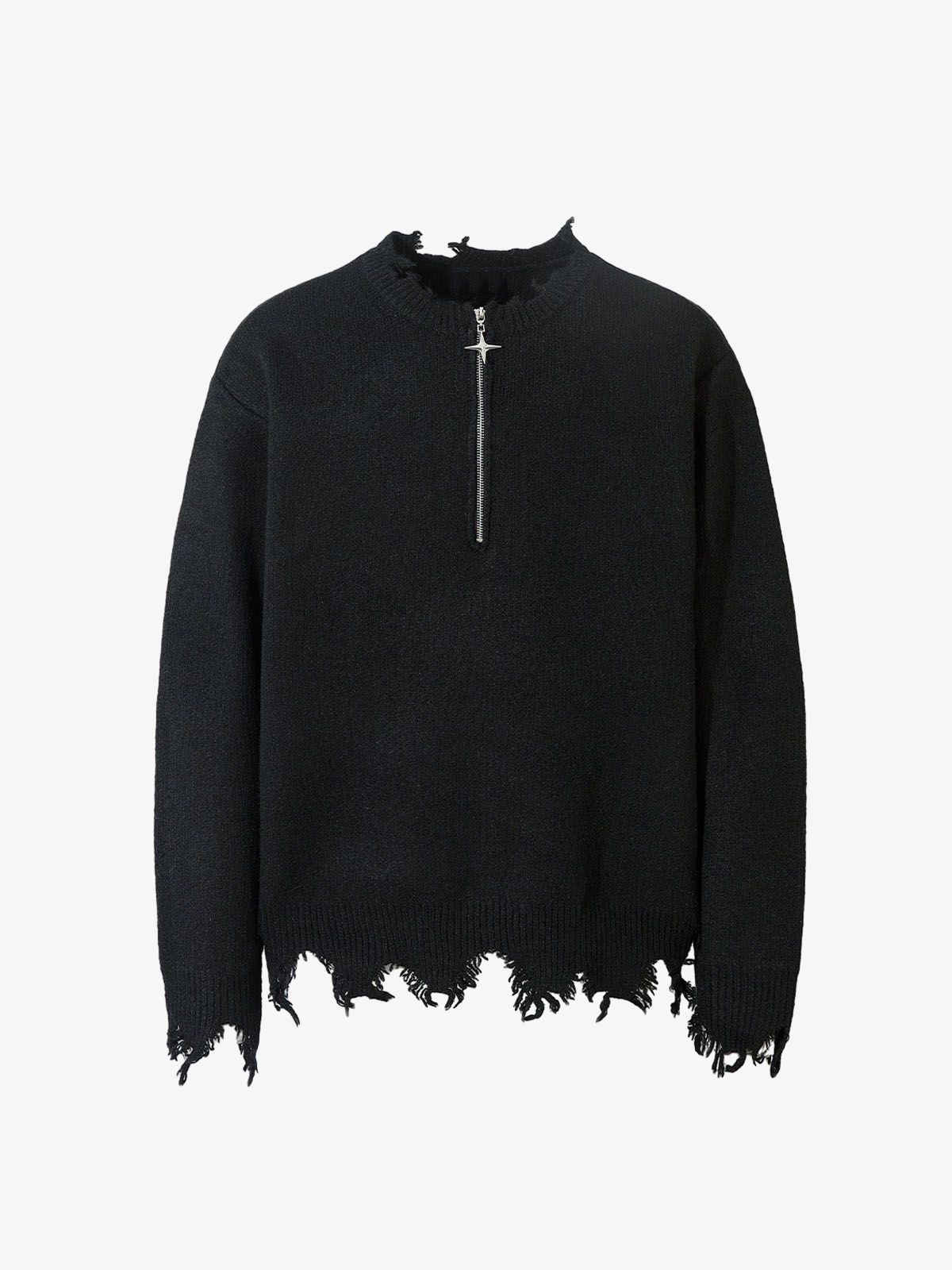 Distressed Quarter Zip Sweater 