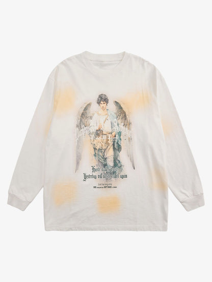 Thesupermade Vintage Angel Graphic Long Sleeve T-Shirt 