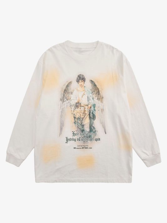 Thesupermade Vintage Angel Graphic Long Sleeve T-Shirt 