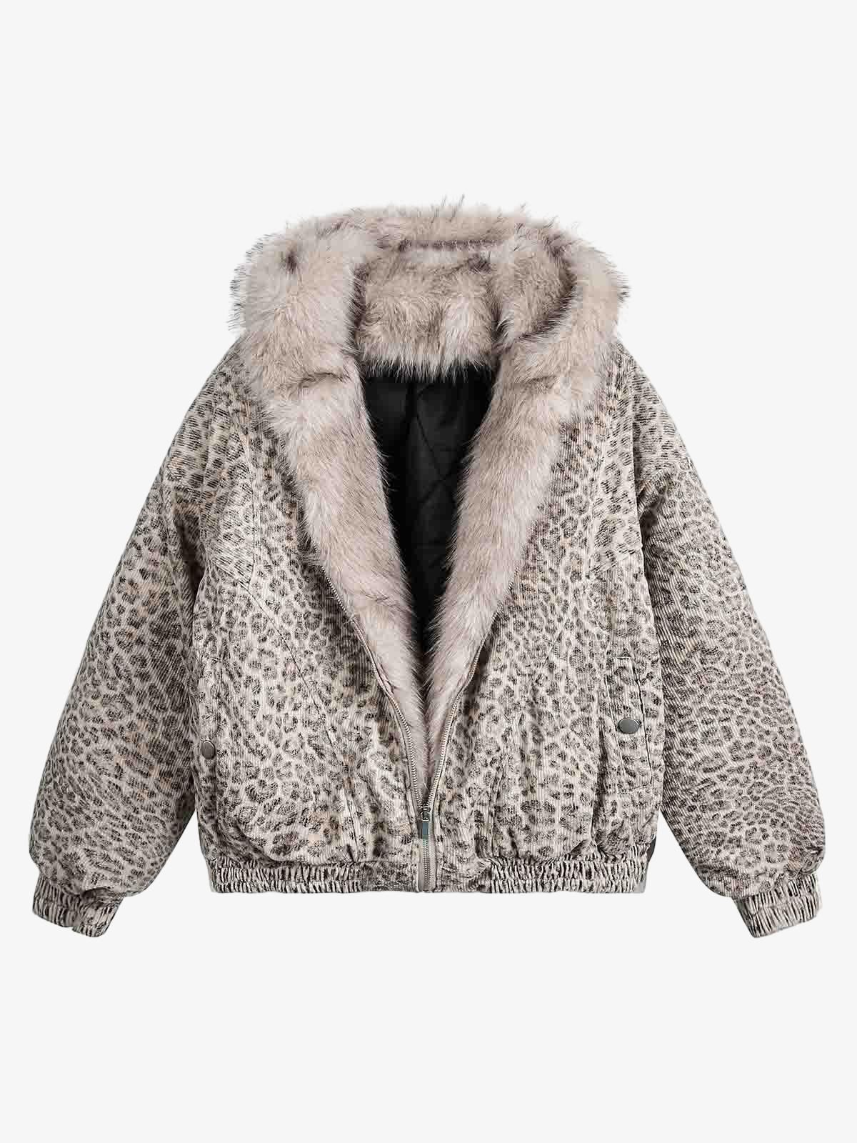 Cheetah Print Mink Fur Hooded Jacket - 2270 