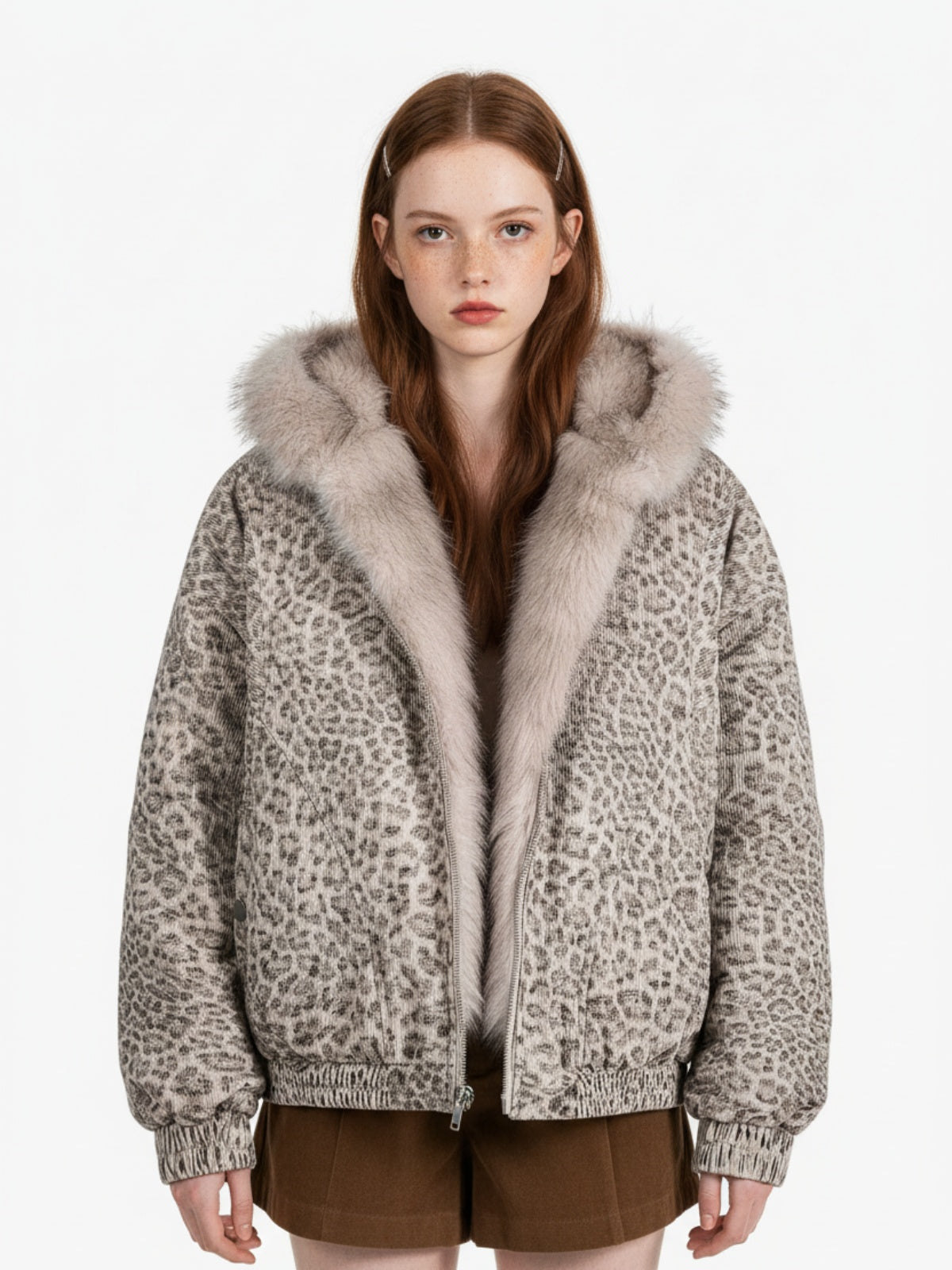 Cheetah Print Mink Fur Hooded Jacket | Thesupermade®