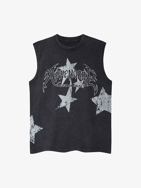 Washed Star Print Vest 