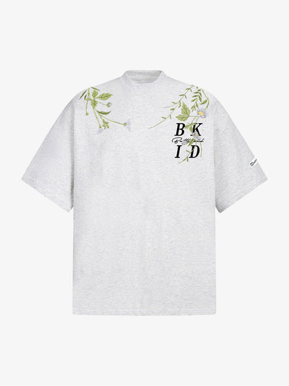 Floral Embroidered Oversized Short Sleeve T-Shirt 