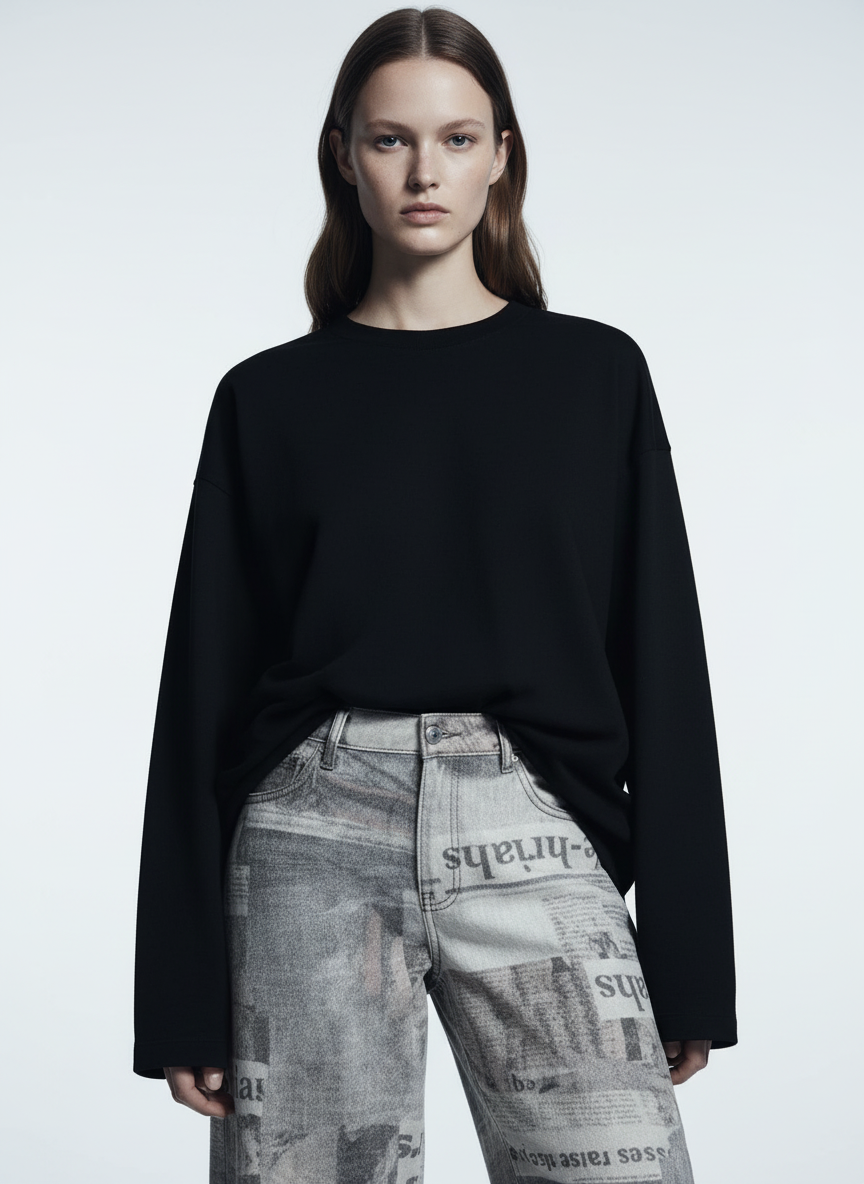 Graffiti Newspaper Baggy Jeans - 2404