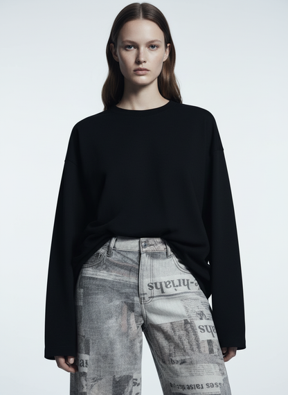 Graffiti Newspaper Baggy Jeans - 2404