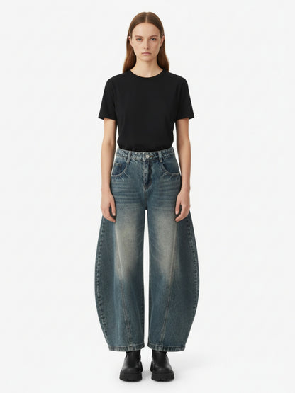 Washed Wide-Leg Balloon Jeans - 2301