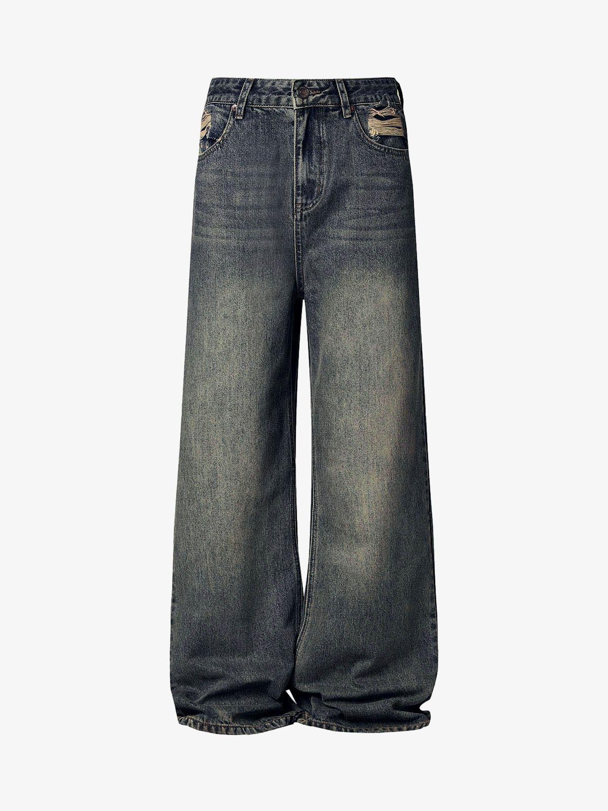 Washed Dirty-Dye Straight Jeans - 2352 