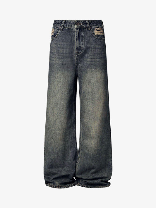 Washed Dirty-Dye Straight Jeans - 2352 