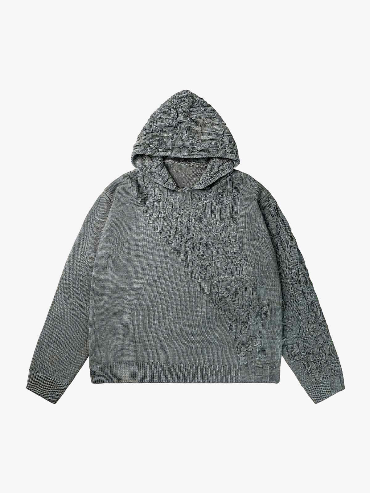 Asymmetric Irregular Knitted Sweater Hoodie 