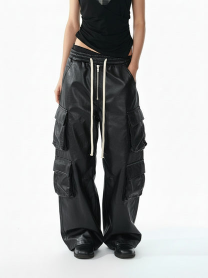 RO-style multi-pocket matte coated overalls - 2094